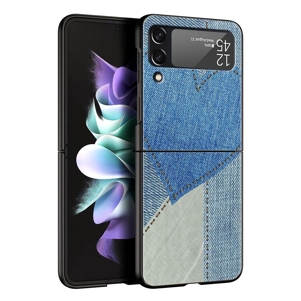 Жесткий чехол для телефона из ПК с кожаным рисунком для Samsung Galaxy Z Flip 7 6 5 4 Черная крышка для Galaxy Z Flip 3 Складной чехол Shell