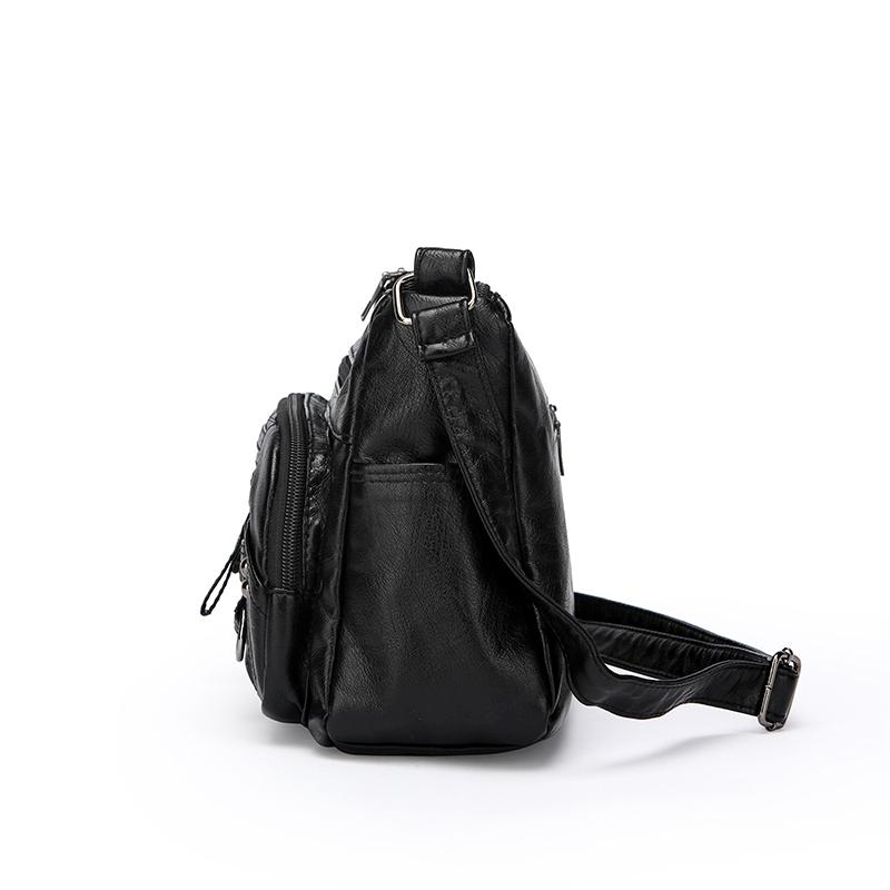 Женская сумка-мессенджер на одно плечо из мягкой кожи с несколькими отделениями и карманами, со строчкой CLE