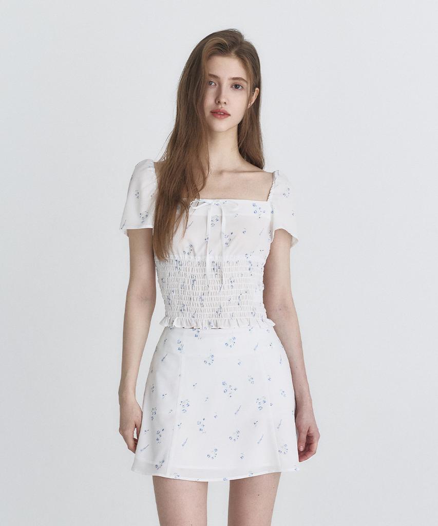 NOT YOUR ROSE Floral Puff Blouse (White)