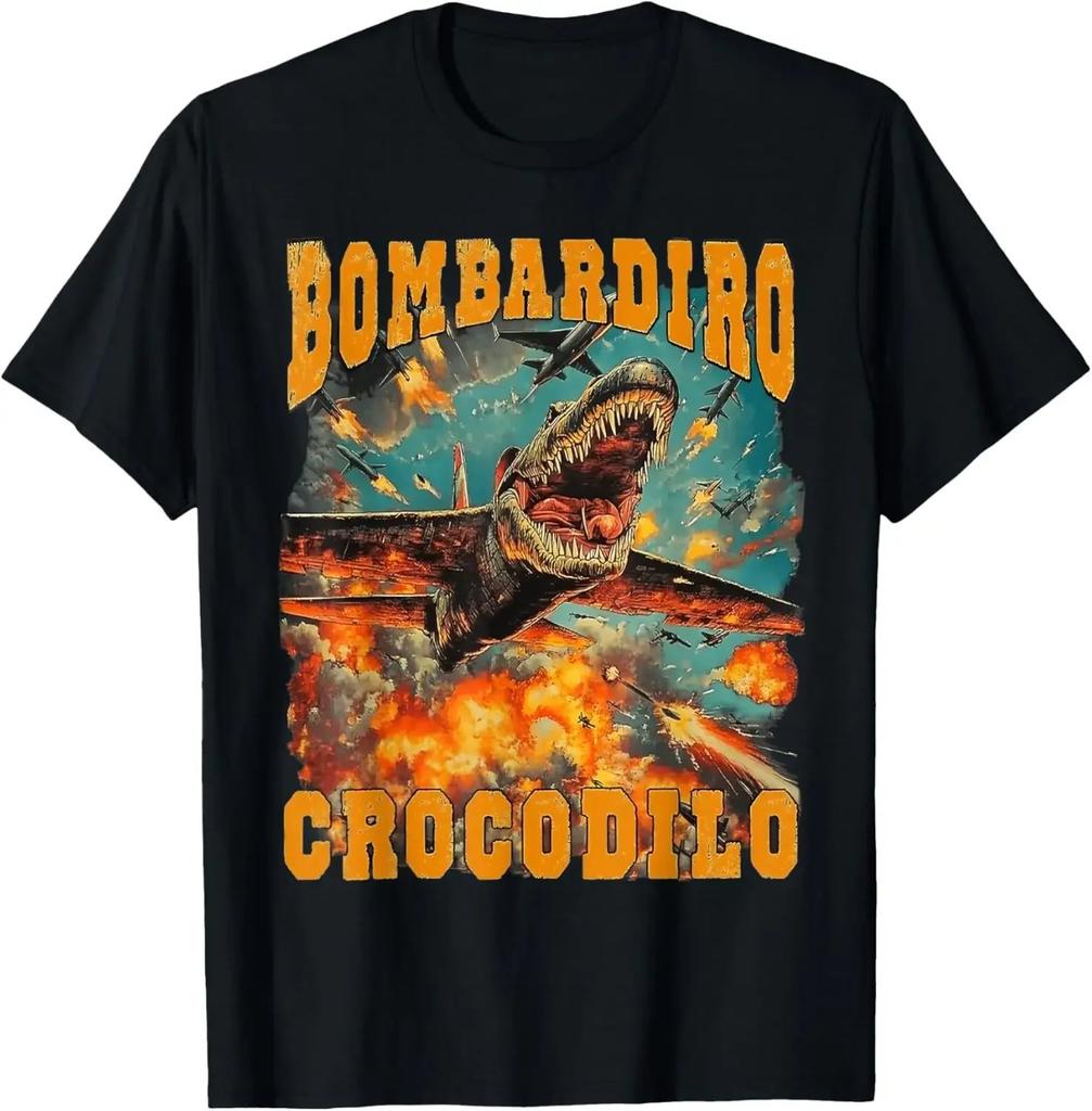 Bombardino Crocodilo Meme T-Shirt Men Women Short Sleeve Cotton Tees Funny Graphic T-shirt Y2k Outfit Summer Tops Men's Clothing
