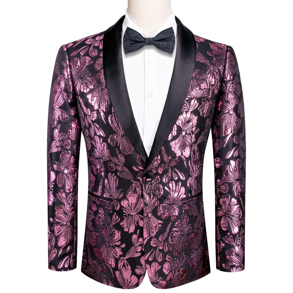 Men's Floral Dress Suit Luxury Embroidered Wedding Blazer Dinner Tuxedo Jacket