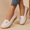 Women's Flower Decor Flat Loafers, Casual Solid Color Slip On Shoes, Lightweight & Comfortable Shoes