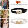 Patent Leather Butterfly Rhinestone Belt Decorative Versatile Business Waist Strap Gold Buckle Pin Buckle Waistband