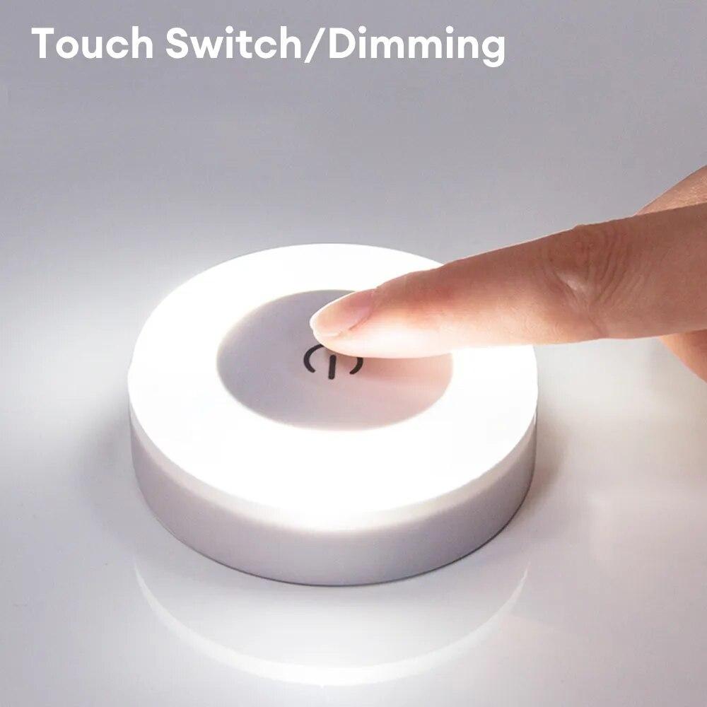 LED Touch Sensor Night Lights 3 Modes USB Rechargeable Lights Round Portable Dimming Night Lamp Room Decor