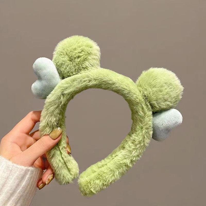 Милые повязки на голову в виде лягушачьих глаз, мягкие плюшевые повязки для женщин, мытье лица, макияж, эластичная повязка на голову, повязка на голову, аксессуары для волос