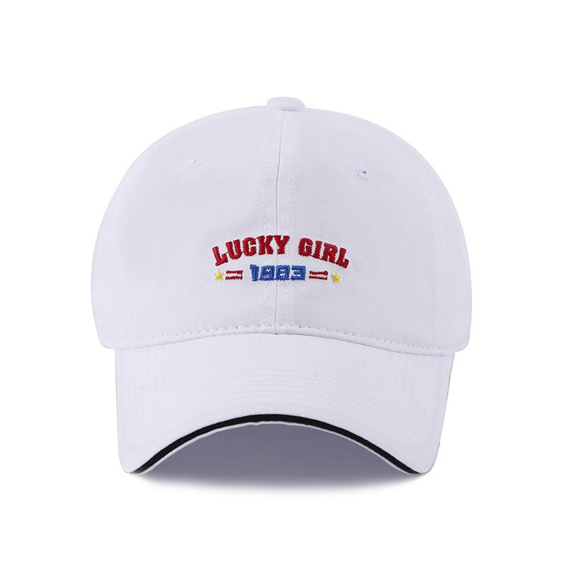 Spring and summer new letter embroidery soft top baseball cap women's sunshade sun protection wide brim cap men
