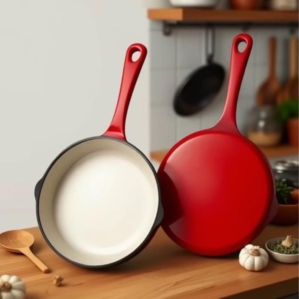 Non-stick Enameled Cast Iron Dutch Oven Flat Bottomed Omelette Pan Frying Pan Kitchen Cookware