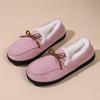 2024 Winter Shoes Women Fur Flats Plus Cotton Shoes Pregnant Women Soft Cotton Shoes Non-slip Warm Plush Loafers Size 45