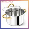 МИКЕЛАНДЖЕЛО 6/8/10QT Кастрюля из нержавеющей стали с крышкой Кастрюля для приготовления пищи с приклепанной ручкой Подходит для индукционных плит Кастрюля для супа Безопасна для духовки