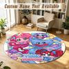 Round Rug Custom NamePoppy Playtime Pattern Non Slip Carpet Home Floor Decor