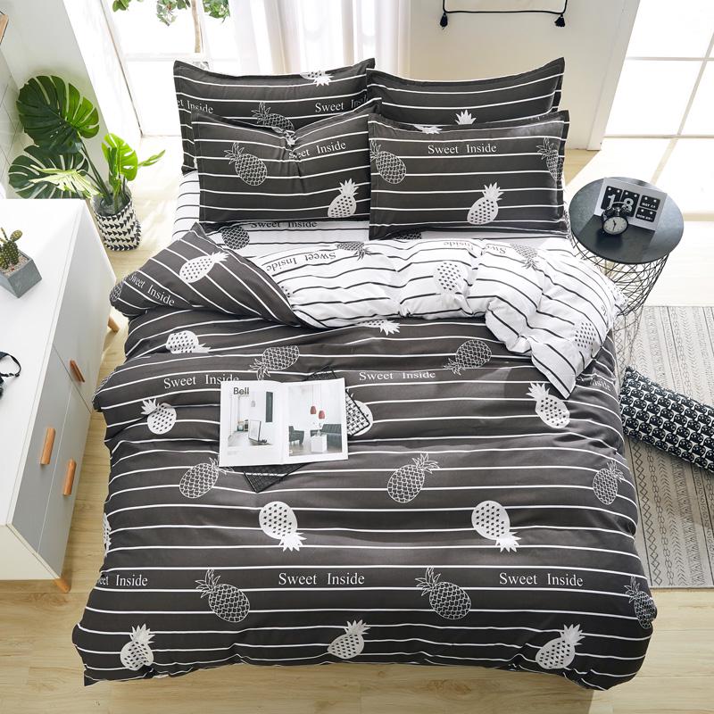 WTEMPO 4 PCS Bedding Set Breathable Bed Cover Skin-friendly Cotton Bed Decoration