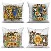 Sofa Cushion Throw Pillow White  Cover Home Decor Pillowcase Sunflower Leopard Cross Decorative