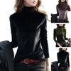 Yousheng Женские топы с высоким воротником и длинным рукавом, стандартный крой, пуловер, топ, осень-зима, утолщенная бархатная блузка
