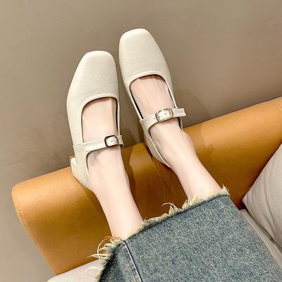 Туфли Мэри Джейн на толстом каблуке 2025 весна и осень новый темперамент элегантные с юбкой туфли с квадратным носком и открытым подъемом