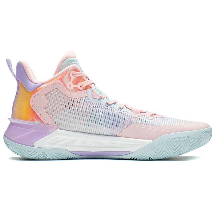 Баскетбольные кроссовки LiNing Blade 3 Sky Realm Shock Absorbing Anti-Slip, износостойкие, средней высоты, мужские баскетбольные кроссовки, флуоресцентно-светло-розовые ABAS091-2