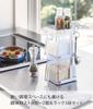 Yamazaki Jitsugyo 3652 Easy To Clean Space Saving Seasoning Rack, Seasoning Container, Seasoning Stocker, 2 Pieces & 3 Rack Set, Slim Tower, White