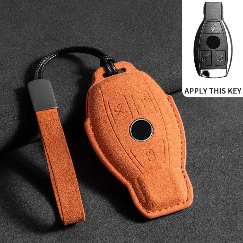 Suede Leather Car Key Case for Mercedes Benz E Class W213 W205 E200 E260 E300 E320 AMG CLA 2019 2020 Remote Fob Shell Case