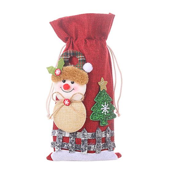 Рождественская сумка для бутылки вина с шнурком Санта-Клаус Олень Снеговик Медведь Мешковина Подарочная сумка для бутылки вина Крышка рождественского праздника Украшение бутылки вина