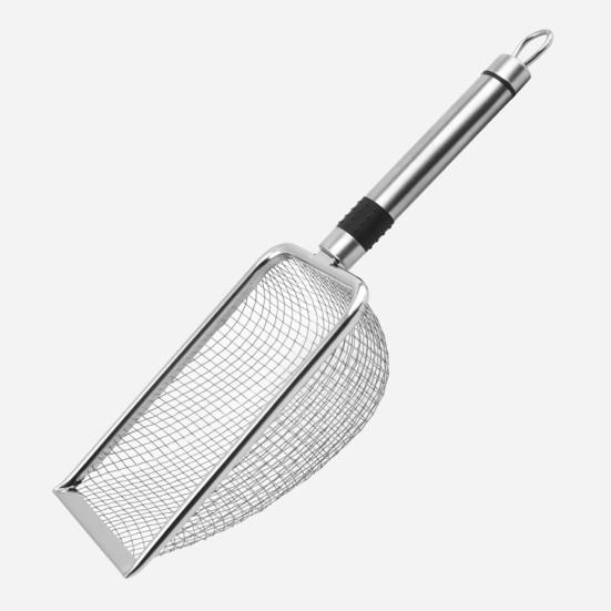 Совок для кошачьего туалета с мелкой сеткой из нержавеющей стали, большой совок с удобной ручкой, сетка для очистки фекалий домашних животных, сито для кошачьего туалета