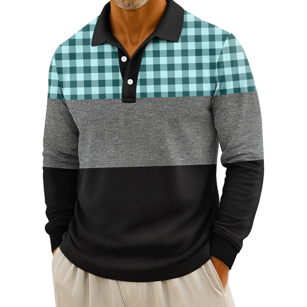 Мужские повседневные топы с длинными рукавами на пуговицах с полосатым принтом