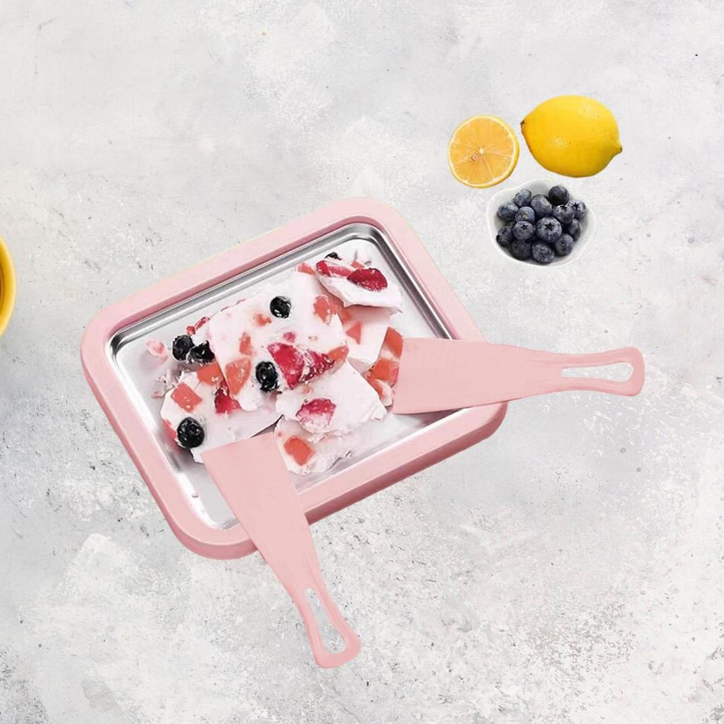 Instant Rolled Ice Cream Maker Pan Frozen Dessert Tray with 2 Scrapers for Kids Adults Home