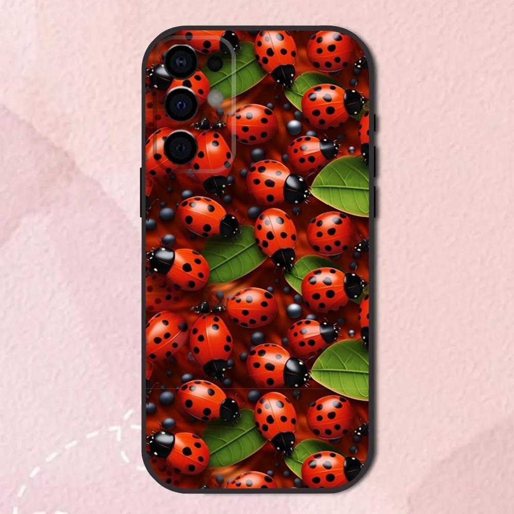 Чехол для телефона Красивые божьи коровки Насекомые Для Samsung S24,S21,S22,S23,S30,Ultra,S20,Plus,Fe,Lite,Note,10,9,5G Черный Мягкий Чехол