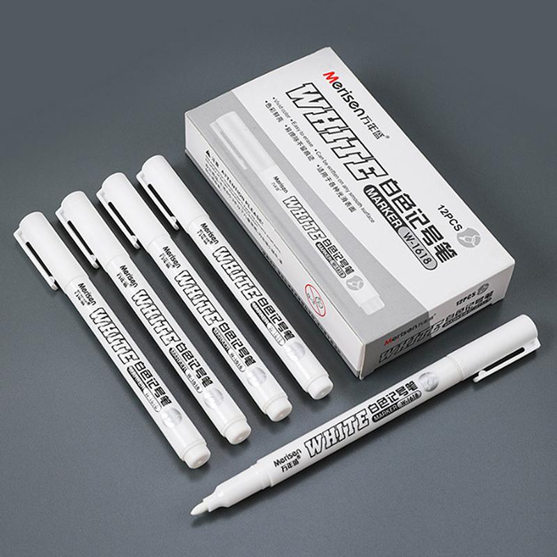 5PCS White Marker Pen Alcohol Paint Oily Waterproof Tire Painting Graffiti Pens Permanent Gel Pen for Fabric Wood Leather Marker 2MM