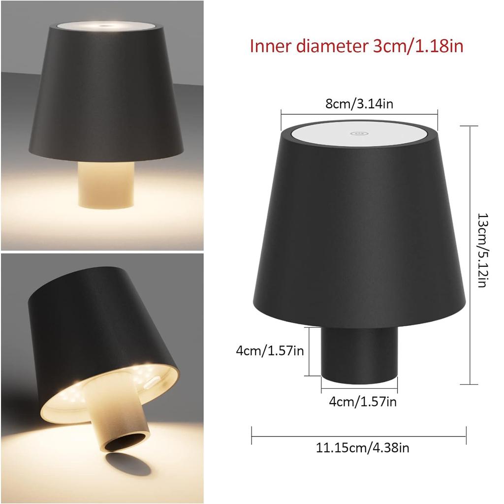 Беспроводная настольная лампа с сенсорным датчиком, перезаряжаемый настольный ночник, светодиодная лампа для чтения, для ресторана, отеля, бара, спальни, декоративный светильник
