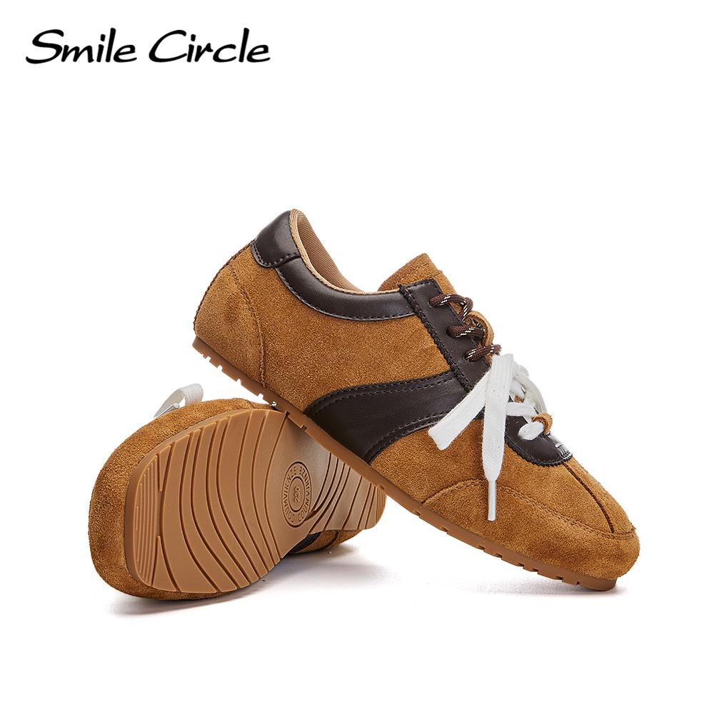 Женские кроссовки из натуральной кожи с круглым носком и шнуровкой, удобная модная повседневная обувь