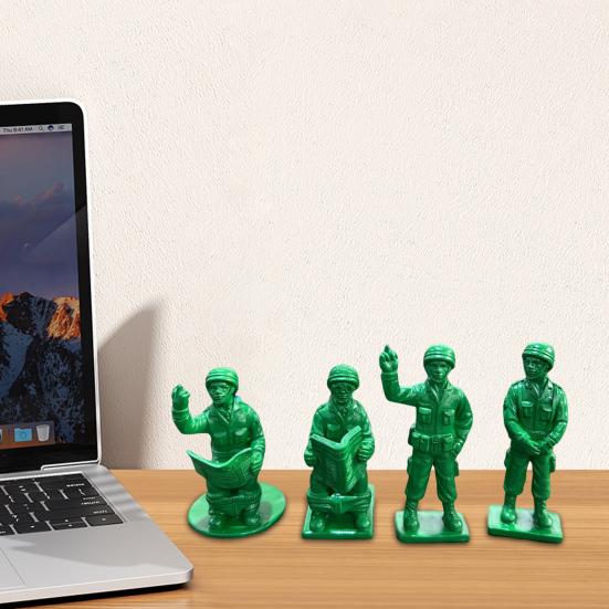 4 Pcs Green Military Man Statue Miniature Soldier Figurines Collectible Soldier Ornament