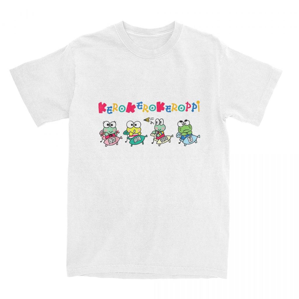 Keroppi School T Shirt Amusing O-Neck Vintage Streetwear Short Sleeve Casual Cotton Versatile Amusing Daily Stylish Unisex Tops
