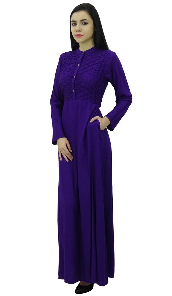 Bimba Женское платье-джильбаб с воротником-стойкой и карманами, длинный рукав