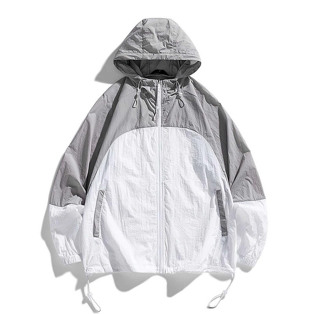 Летняя унисекс модная однотонная тонкая куртка на молнии с капюшоном и солнцезащитным козырьком