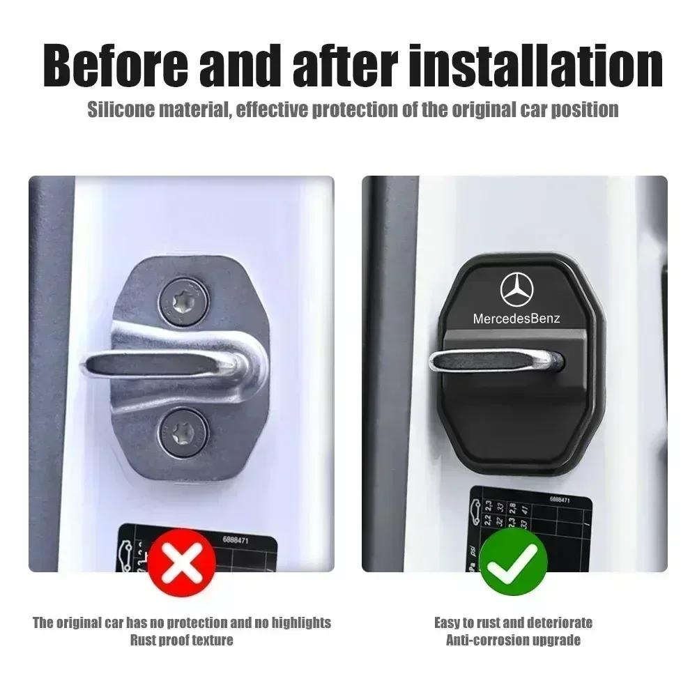 SFL1  Car Silicone Door Lock Cover Protective Cap Stickers Accessories For Mercedes Benz AMG W126 W140 W190 W222 4MATIC W204 W212 W203