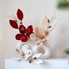 22cm Christmas Artificial Flowers Fabric Plastic Glitter Fake Flower Glitter Poinsettia  New Year