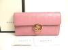 Authentic GG Guccissima Pink Leather Gold H/W Flap Wallet #a692 Refurbished