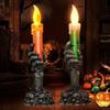 2pcs Spooky Halloween Skull Candle LED Light Skelet Ghost Hand Flameless Candle Include Battery for Home Party Atmosphere Decor