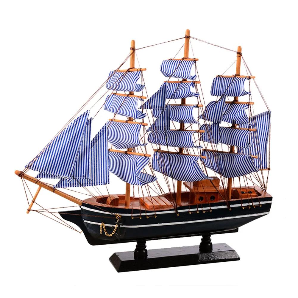 Морской морской креативный деревянный парусник, декор комнаты, фигурки, миниатюры, средиземноморский стиль, корабль, маленькая лодка, украшения, подарок