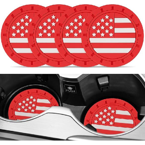 JUSTTOP Подставка-подстаканник для автомобиля, Нескользящая подставка-подстаканник для автомобиля с американским флагом, Автоаксессуары для интерьера для женщин и мужчин, 4 шт. Черные