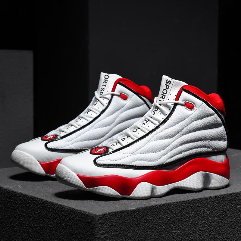 Баскетбольные кроссовки AJ13 с высоким верхом - Унисекс, кожаные, на толстой подошве, повседневные