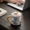 Высококачественная филигранная серебряная чашка Бай Чуань с эмалью, ретро-керамический фильтр для заваривания чая, офисная чашка с крышкой