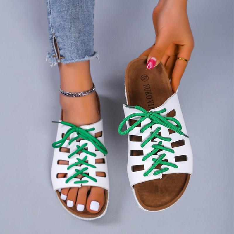 Fashion Women Flats Sandals Breathable Summer Slippers Lace Up Open Toe Ladies Flat Shoes Casual Slides Zapatos Mujer