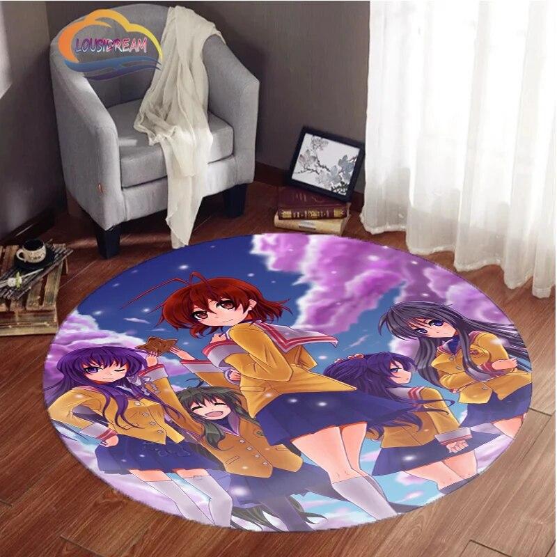 Анимированный ковер CLANNAD Круглый ковер сексуальная мультсериальная серия Игра родитель-ребенок Нескользящий для питомцев в гостиной