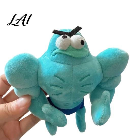 Exquisite Embroidered Plush Toy Funny Buff Muscle Fish Keychain Cartoon Stuffed Novelty Man Keyring Pendant Soft Bag Charm Key Ring Creative