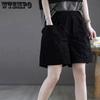 WTEMPO Хлопковые шорты, женские свободные однотонные короткие широкие брюки, летние тонкие повседневные шорты с высокой эластичной резинкой на талии