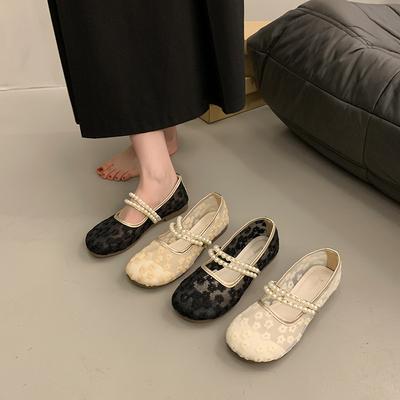 Кружево жемчуг с женской верхней одеждой летом 2025 года, новые удобные сандалии-сетка на плоской подошве, фея, с юбкой