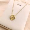 15mm High Quality Four Leaf Clover Necklace Women Single Flower Double Sided Pendant Lady's Collarbone Chain