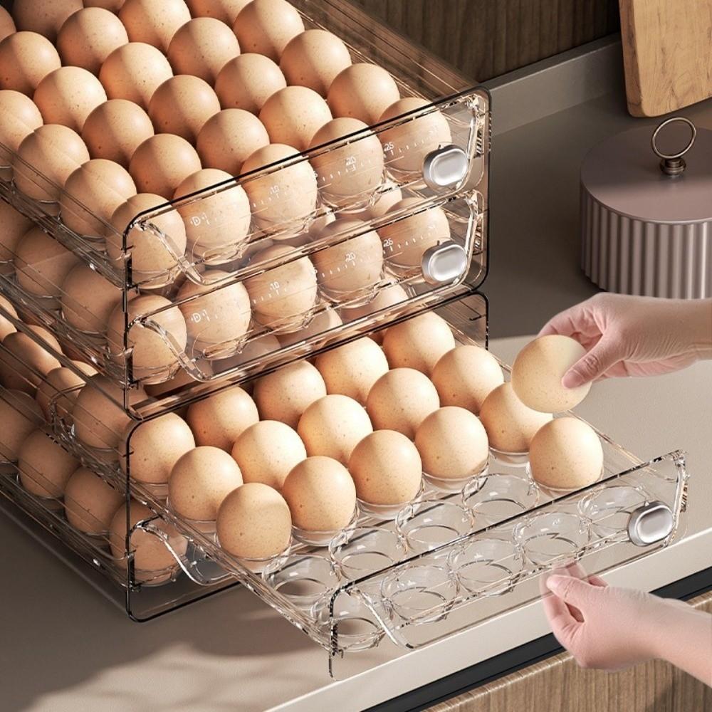 Transparent Egg Storage Box Double Layer Egg Container Egg Preservation Box Refrigerator