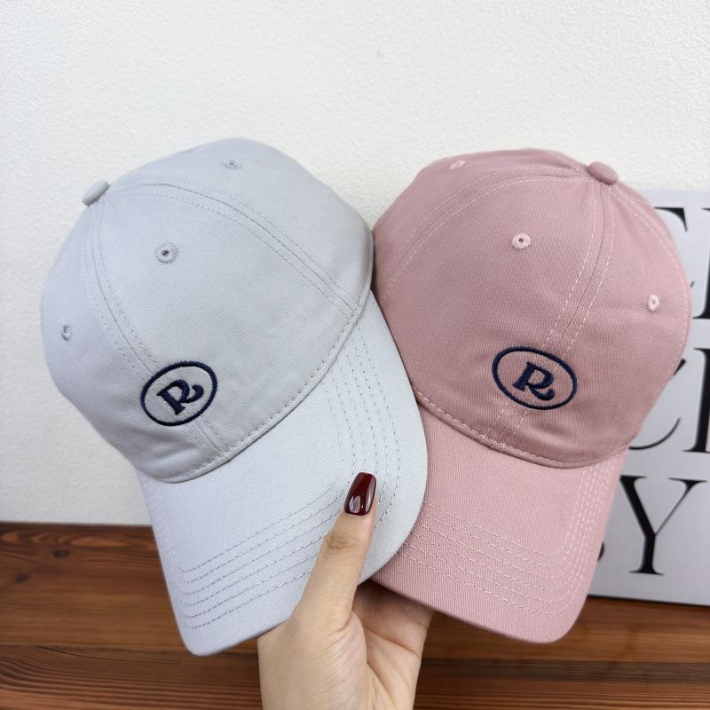 Spring and Autumn New Embroidered R Letter Cotton Wide-brimmed Baseball Hat Large Head Circumference Men's and Women's Face Small Shade Cap