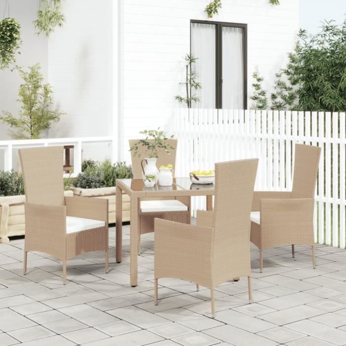 VidaXL Garden Chairs with Cushions 4 Pcs Woven Resin Beige 319533